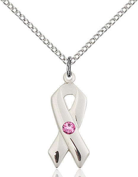 Awareness Ribbon Pendant with Birthstone Options