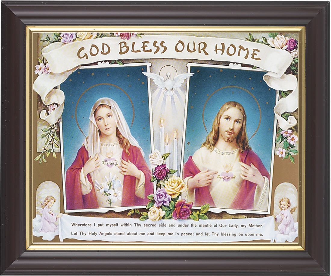 God Bless Our Home Sacred Hearts 8x10 Framed Print Under Glass