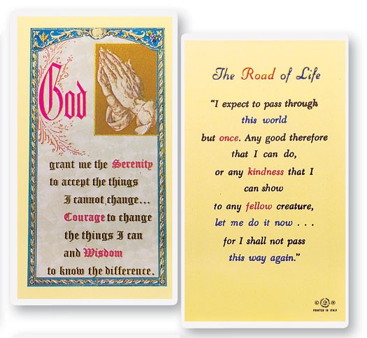 The Road of Life Serenity Laminated Prayer Card