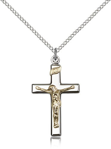 Crucifix Necklace Shiny Classic Gold Silver for Women