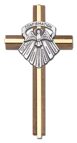Gifts of Confirmation Wall Cross in Walnut and Metal Inlay 6'