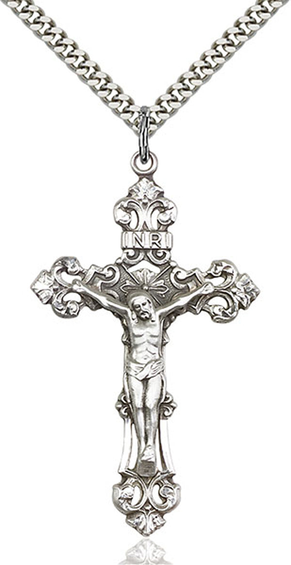 Large Open-Cut Tip Crucifix Pendant Necklace for Men
