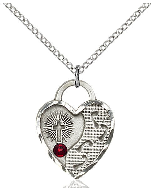 Heart Shaped Footprints Pendant with Birthstone Options