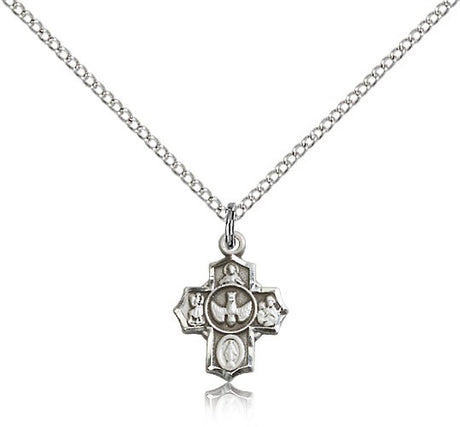 5 Way with Red Center Petite Charm Medal Necklace