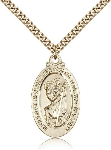 Go Your Way in Safely Men's Oval St. Christopher Necklace