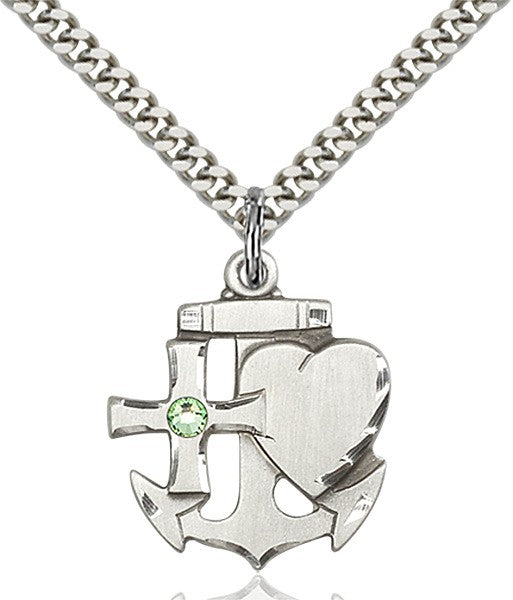Faith Hope and Charity Pendant with Birthstone Option