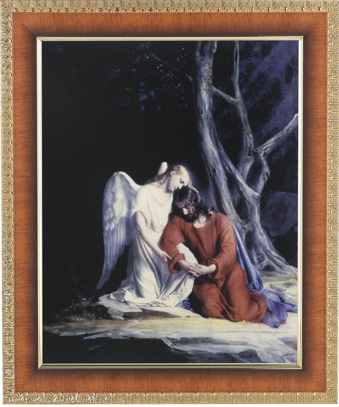 Agony in the Garden Jesus and Angel 8x10 Framed Print Under Glass