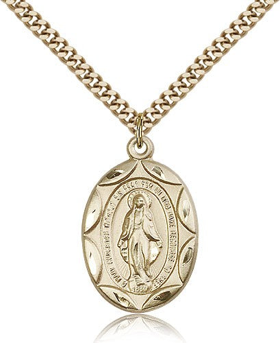 Miraculous Medal Scallop Design Necklace