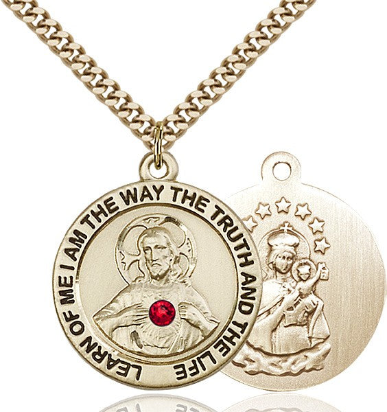 Round Scapular Pendant with Mt. Carmel Birthstone Option