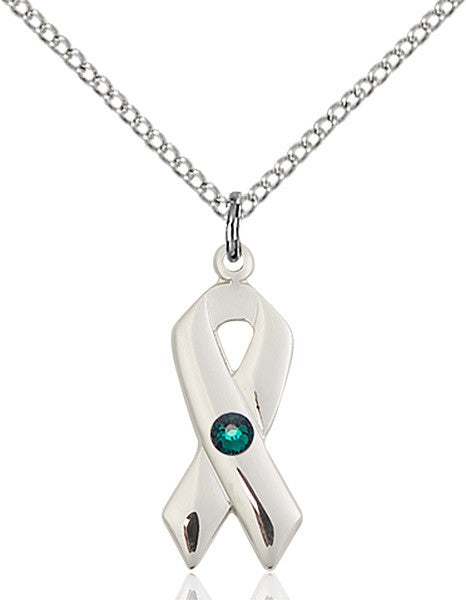 Awareness Ribbon Pendant with Birthstone Options