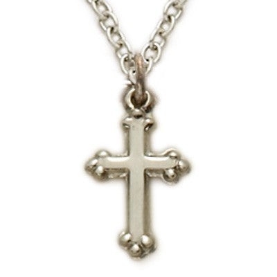 Budded Sterling Silver Cross Baby Necklace