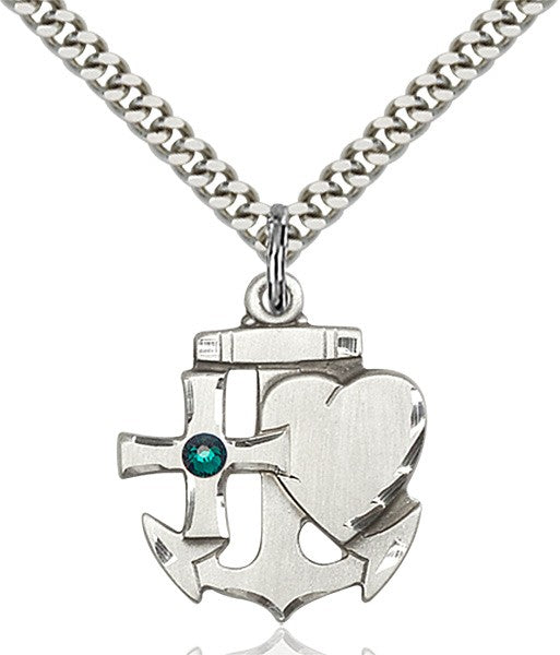 Faith Hope and Charity Pendant with Birthstone Option