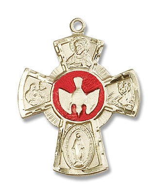 Red Enamel Dove Center Five-Way Medal for Men