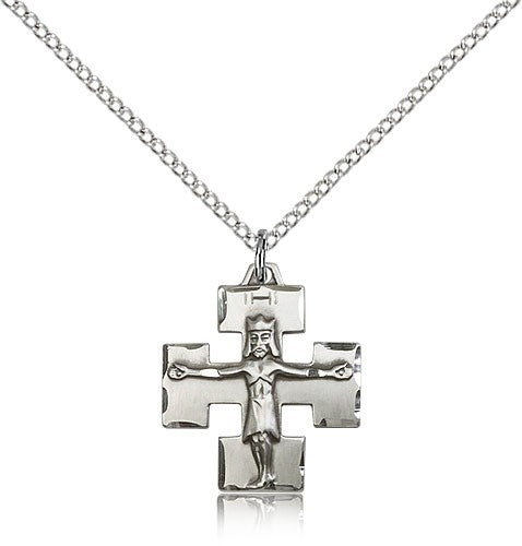 Modern Block Crucifix Medal