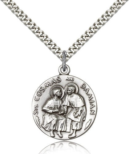 Round Saints Cosmas & Damian Medal for Men