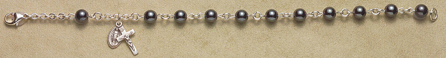 Rosary Bracelet - Sterling Silver with Hematite Beads