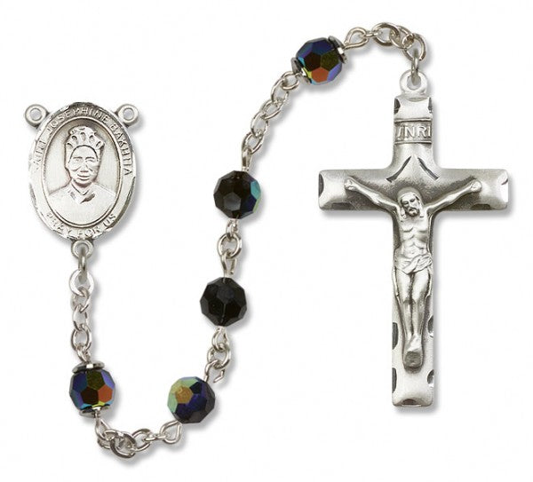 St. Josephine Bakhita Sterling Silver Heirloom Rosary Squared Crucifix