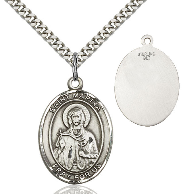 St. Marina Medal - Patron Saint of Kidney Disease & Chronic Illness | Sterling Silver