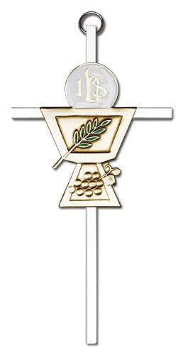 First Communion Chalice and Holy Host Wall Cross 6"