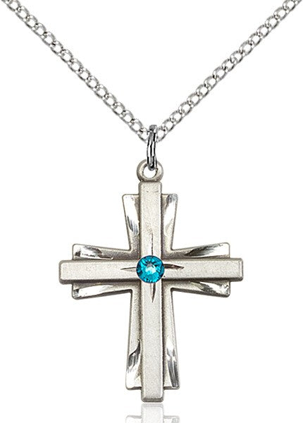 Cross on Cross Pendant with Birthstone Options for Women