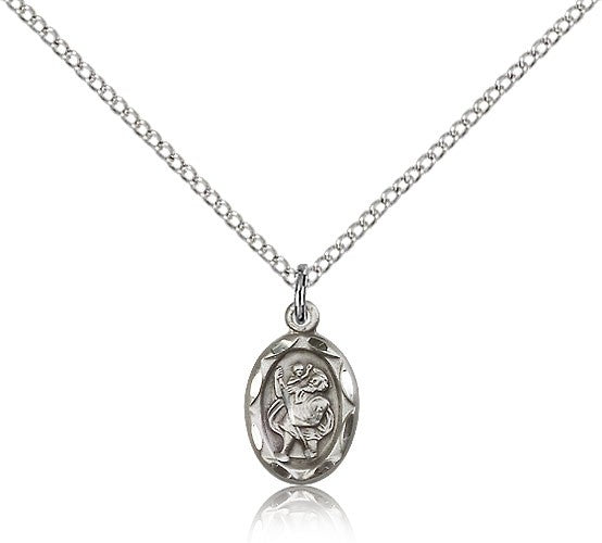 Scalloped Edge Petite St. Christopher Necklace for Women