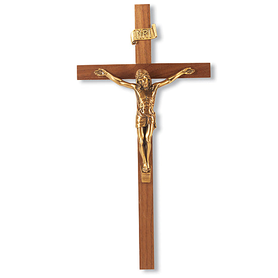Slimline Salerni Walnut Wall Crucifix - 11 inch