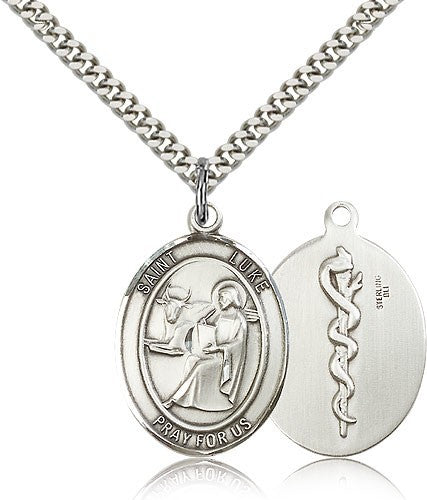 Oval Saint Luke Medal with Medicine Symbol