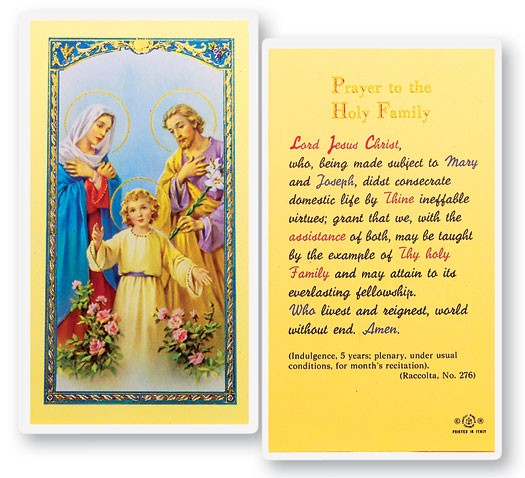 Holy Family Laminated Prayer Card