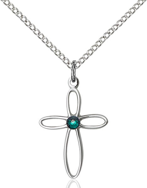 Cut-Out Cross Pendant with Birthstone Options