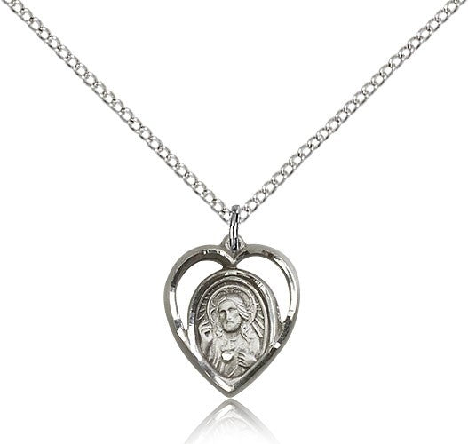 Open-Cut Heart Shaped Scapular Pendant for Women