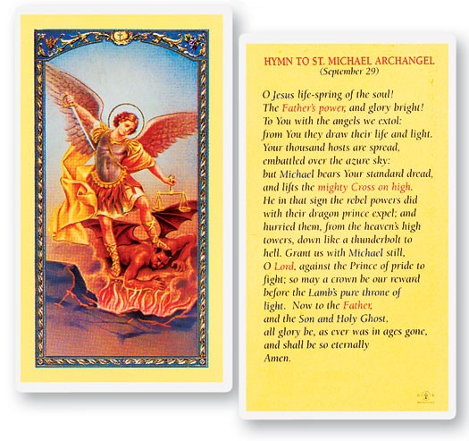 Hymn To St. Michael Archangel Laminated Prayer Card