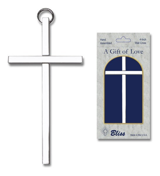 Plain Wall Cross 4" - Gold or Silver