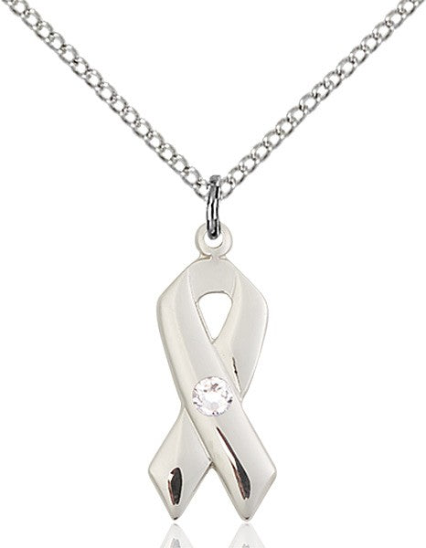Awareness Ribbon Pendant with Birthstone Options