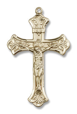 Men's Budded Tip with Scrolls Crucifix Pendant