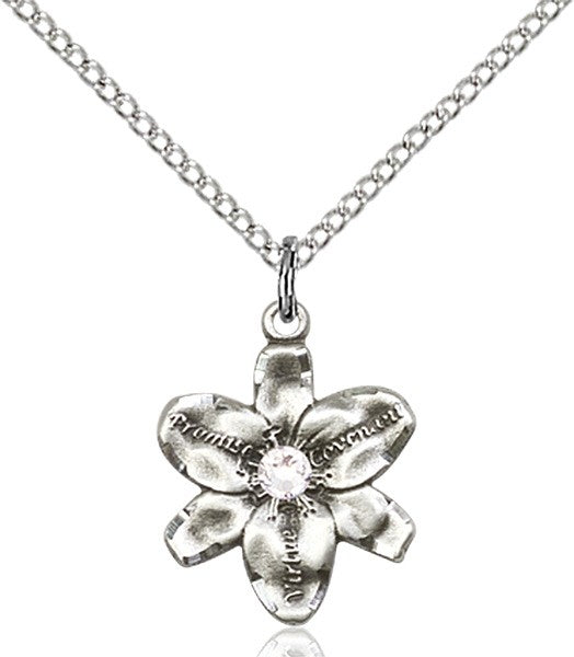 Small Five Petal Chastity Pendant with Birthstone Center