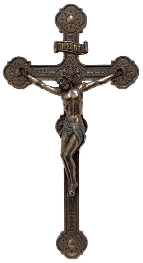 Veronese Wall Crucifix Bronzed Resin - 14 Inches