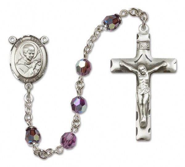St. Robert Bellarmine Sterling Silver Heirloom Rosary Squared Crucifix