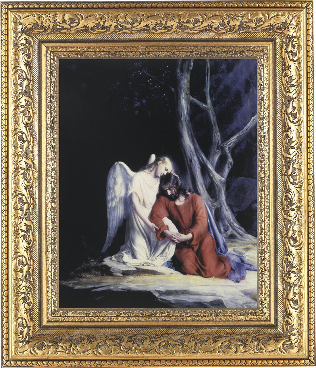 Agony in the Garden Jesus and Angel 8x10 Framed Print Under Glass