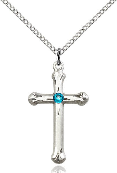 Teardrop Edge Cross Pendant with Birthstone Options
