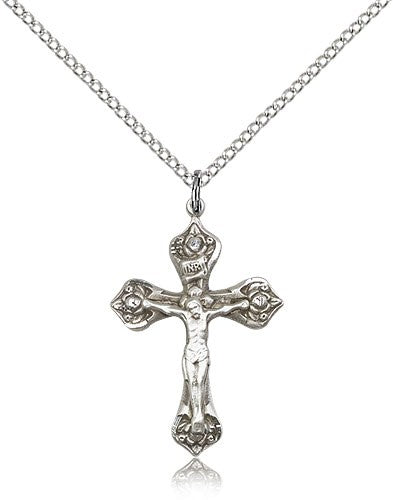 Women's Rosebud Crucifix Necklace