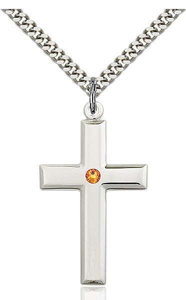 Large Plain Cross Pendant with Birthstone Options
