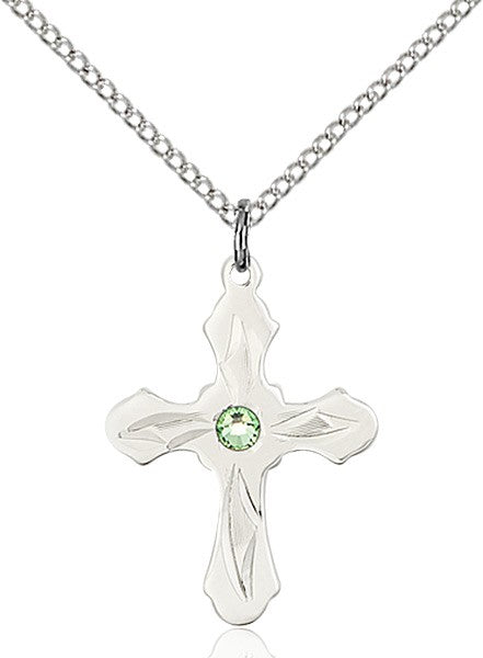 Cross Pendant with Pointed Etching Birthstone Options for Youth