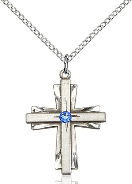 Cross on Cross Pendant with Birthstone Options for Women