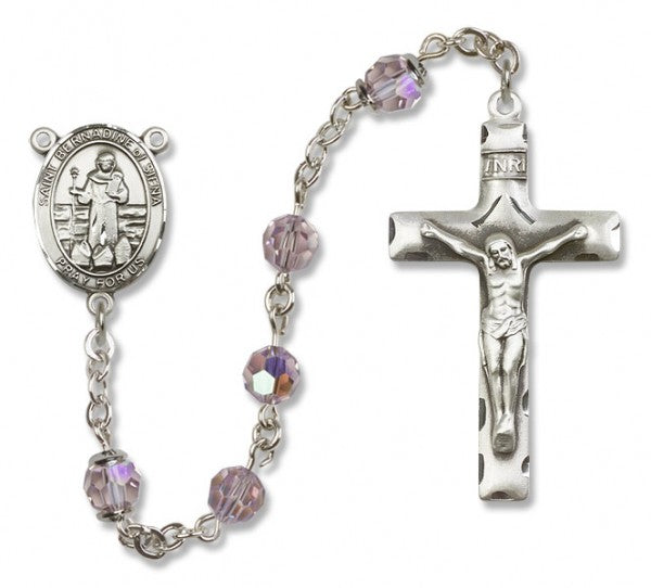 St. Bernadine Sterling Silver Heirloom Rosary Squared Crucifix