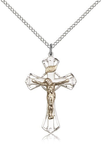 Women's Cut Out Crucifix Necklace Two-Tone