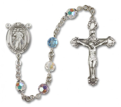 Divine Mercy Sterling Silver Heirloom Rosary Fancy Crucifix