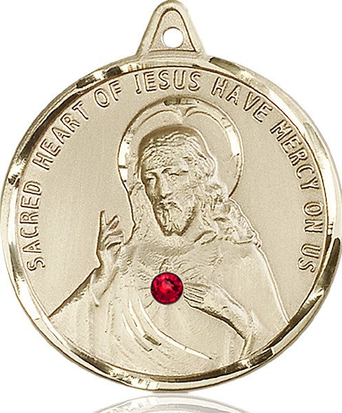 Elegant Sacred Heart of Jesus Pendant with Birthstones