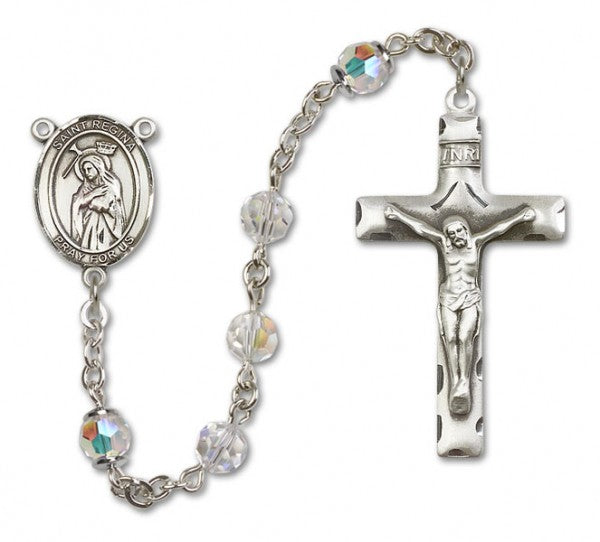 St. Regina Sterling Silver Heirloom Rosary Squared Crucifix
