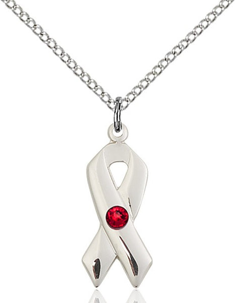 Awareness Ribbon Pendant with Birthstone Options