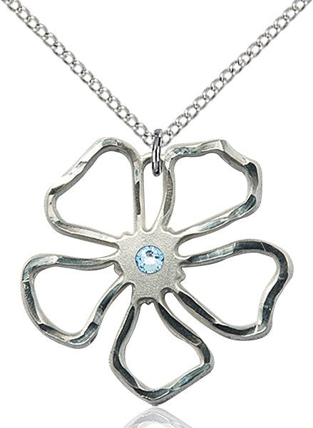 Five Petal Flower Pendant with Birthstone Center